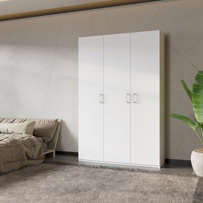 Forte Home Nook Mehrzweckschrank 135 40, moderner Drehtürenschrank mit 3Türen, Flur, Holzwerkstoff, Weiß, 133,2 cm breit x 210,5 cm hoch x 42 cm tief Forte Home Nook Mehrzweckschrank 135 40, moderner Drehtürenschrank mit 3Türen, Flur, Holzwerkstoff, Weiß, 133,2 cm breit x 210,5 cm hoch x 42 cm tief