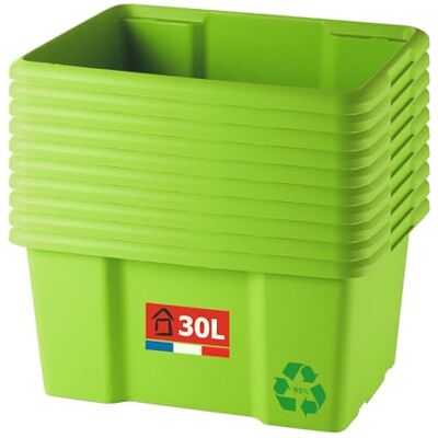 Sundis 10er-set Aufbewahrungsboxen 30L, aus recyceltem Kunststoff grün, L.46,5xl.36,5x H23cm, stapelbar, vielseitig einsetzbar, ideal für die Werkstatt, zum Heimwerken oder für den Transport Sundis 10er-set Aufbewahrungsboxen 30L, aus recyceltem Kunststoff grün, L.46,5xl.36,5x H23cm, stapelbar, vielseitig einsetzbar, ideal für die Werkstatt, zum Heimwerken oder für den Transport