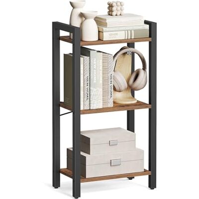 VASAGLE Regal, Bücherregal, Standregal, DVD-Regal, mit 3 Ebenen, Büroregal, offene Ablagen, für Büro, Wohnzimmer, Schlafzimmer, Küche, 24 x 40 x 76,4 cm, vintagebraun-tintenschwarz LLS098K02 VASAGLE Regal, Bücherregal, Standregal, DVD-Regal, mit 3 Ebenen, Büroregal, offene Ablagen, für Büro, Wohnzimmer, Schlafzimmer, Küche, 24 x 40 x 76,4 cm, vintagebraun-tintenschwarz LLS098K02