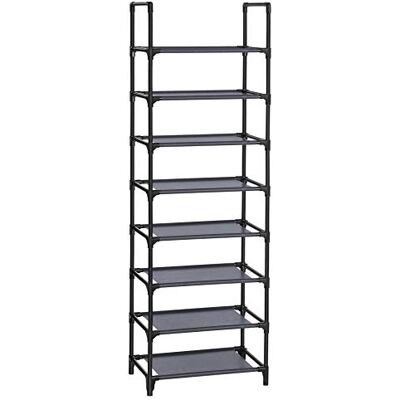 SONGMICS Schuhregal, Schuhablage, 8 Ebenen, offener Schuhschrank, Schuhaufbewahrung, schmal, 28 x 46 x 145 cm, Metallgestell, Ablagen aus Vliesstoff, für Flur, Schlafzimmer, grau LSR024G02 SONGMICS Schuhregal, Schuhablage, 8 Ebenen, offener Schuhschrank, Schuhaufbewahrung, schmal, 28 x 46 x 145 cm, Metallgestell, Ablagen aus Vliesstoff, für Flur, Schlafzimmer, grau LSR024G02