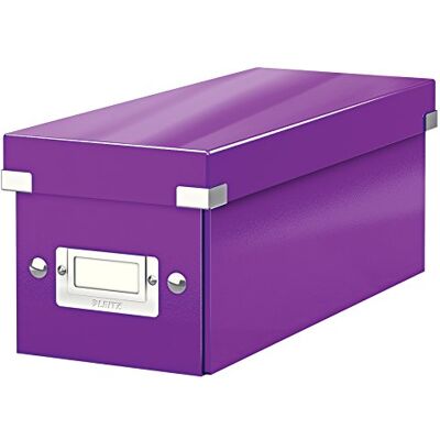 Leitz Click & Store WOW schmale Aufbewahrungsbox mit Deckel, Box zur CD Aufbewahrung, als Geschenkbox oder für Zubehör im Haushalt und Büro, 84% recycelte Premium-Hartpappe, Violett, 60410062 Leitz Click & Store WOW schmale Aufbewahrungsbox mit Deckel, Box zur CD Aufbewahrung, als Geschenkbox oder für Zubehör im Haushalt und Büro, 84% recycelte Premium-Hartpappe, Violett, 60410062