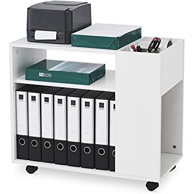 Mondeer Aktenschrank, Büroschrank mit Verstellbaren Trennwänden und Universalrädern Modern Einfach für Büro Arbeitszimmer Wohnzimmer, Weiß, 70 x 36 x 60 cm Mondeer Aktenschrank, Büroschrank mit Verstellbaren Trennwänden und Universalrädern Modern Einfach für Büro Arbeitszimmer Wohnzimmer, Weiß, 70 x 36 x 60 cm