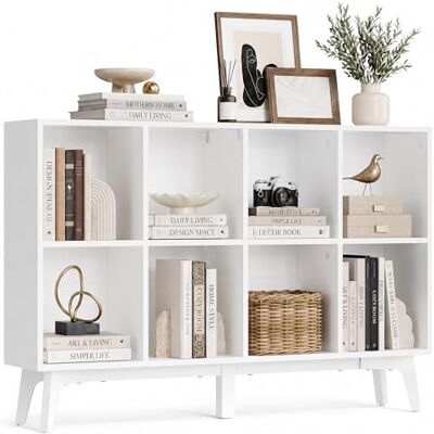 VASAGLE MAEZO Kollektion Bücherregal, Standregal 8 Fächer, Würfelregal, Aufbewahrungsregal für Wohnzimmer, Homeoffice, Esszimmer, 24 x 119,6 x 77 cm, wolkenweiß LBC193WB01 VASAGLE MAEZO Kollektion Bücherregal, Standregal 8 Fächer, Würfelregal, Aufbewahrungsregal für Wohnzimmer, Homeoffice, Esszimmer, 24 x 119,6 x 77 cm, wolkenweiß LBC193WB01