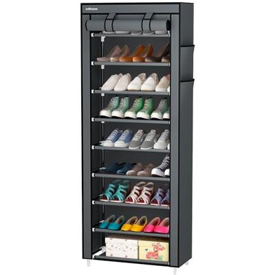 edihome , Schuhregal, Stoff mit 10 Ebenen, (58 x 28 x 162 cm), Schuhaufbewahrung, mit staubdichtem Überzug, Schuhschrank, Sportschuhe, Schuh-Organizer, für High Heels (Gra) edihome , Schuhregal, Stoff mit 10 Ebenen, (58 x 28 x 162 cm), Schuhaufbewahrung, mit staubdichtem Überzug, Schuhschrank, Sportschuhe, Schuh-Organizer, für High Heels (Gra)