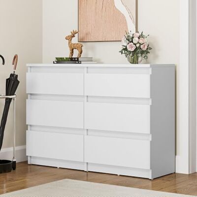 YITAHOME Kommode aus Holz, Kommode Schlafzimmer, 6 Schubladen mit Laufschienen, Schlafzimmermöbel, Schlafzimmeraufbewahrung, moderner Schlafzimmerschrank, Nachttisch, 100 x 30 x 70 cm (weiß) YITAHOME Kommode aus Holz, Kommode Schlafzimmer, 6 Schubladen mit Laufschienen, Schlafzimmermöbel, Schlafzimmeraufbewahrung, moderner Schlafzimmerschrank, Nachttisch, 100 x 30 x 70 cm (weiß)