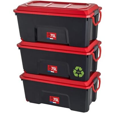 Sundis Locker, 3er-set Aufbewahrungsboxen mit deckel, 75L Sundis Locker, 3er-set Aufbewahrungsboxen mit deckel, 75L