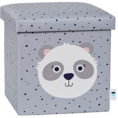 LOVE !T STORE !T Love IT Store IT Sitzhocker mit Stauraum Spielzeugkiste aus Stoff Verstärkt mit Holz Belastbar bis 150 kg Grau mit Panda 35x35x35 cm LOVE !T STORE !T Love IT Store IT Sitzhocker mit Stauraum Spielzeugkiste aus Stoff Verstärkt mit Holz Belastbar bis 150 kg Grau mit Panda 35x35x35 cm