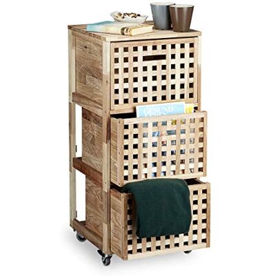 Relaxdays Rollcontainer Holz mit 3 Fächern Walnuss HBT: ca. 91,5 x 40,4 x 40,4 cm Utensilienwagen Rollregal Wäschebox Holz Schrank rollbarer Schubladenschrank, natur Relaxdays Rollcontainer Holz mit 3 Fächern Walnuss HBT: ca. 91,5 x 40,4 x 40,4 cm Utensilienwagen Rollregal Wäschebox Holz Schrank rollbarer Schubladenschrank, natur