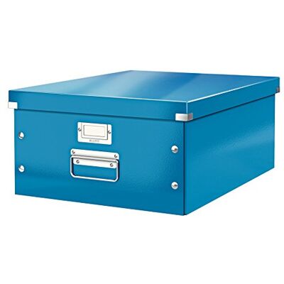 Leitz Click & Store Aufbewahrungsbox mit Deckel Groß, Box für Unterlagen bis A3 im Büro oder Haushalt, Transportbox aus 85 % recycelter Premium-Hartpappe, Stabile Metallgriffe, Blau, 60450036 Leitz Click & Store Aufbewahrungsbox mit Deckel Groß, Box für Unterlagen bis A3 im Büro oder Haushalt, Transportbox aus 85 % recycelter Premium-Hartpappe, Stabile Metallgriffe, Blau, 60450036