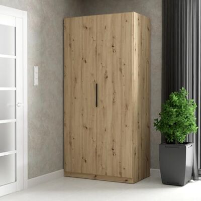 Forte CADIXO Kleiderschrank 100, 2-türiger Drehtürenschrank, Holzwerkstoff, Artisan Eiche Dekor, 100,9 cm breit, 212,9 cm hoch, 58,9 cm tief Forte CADIXO Kleiderschrank 100, 2-türiger Drehtürenschrank, Holzwerkstoff, Artisan Eiche Dekor, 100,9 cm breit, 212,9 cm hoch, 58,9 cm tief