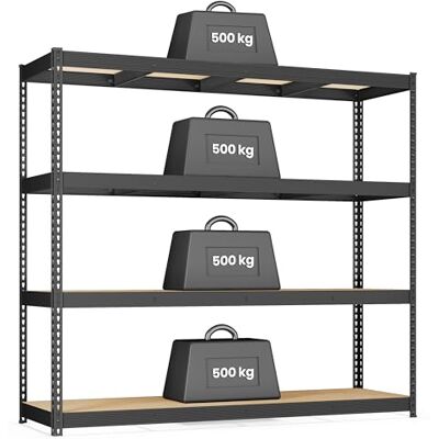 SONGMICS Schwerlastregal, Standregal, 4 Ablagen aus 8 mm dickem MDF, Lagerregal, Aufbewahrungsregal, bis 2000 kg belastbar, Keller, Garage, Lagerraum, tintenschwarz, 60 x 200 x 183 cm, GLR728BZ01 SONGMICS Schwerlastregal, Standregal, 4 Ablagen aus 8 mm dickem MDF, Lagerregal, Aufbewahrungsregal, bis 2000 kg belastbar, Keller, Garage, Lagerraum, tintenschwarz, 60 x 200 x 183 cm, GLR728BZ01