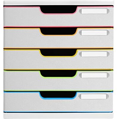 Exacompta 301913D Premium Ablagebox MODULO mit 5 geschlossenen Schubladen für DIN A4+ Dokumente. Schubladenbox mit hoher Kapazität für mehr Platz auf dem Schreibtisch. Black Office Harlekin Weiß Bunt Exacompta 301913D Premium Ablagebox MODULO mit 5 geschlossenen Schubladen für DIN A4+ Dokumente. Schubladenbox mit hoher Kapazität für mehr Platz auf dem Schreibtisch. Black Office Harlekin Weiß Bunt