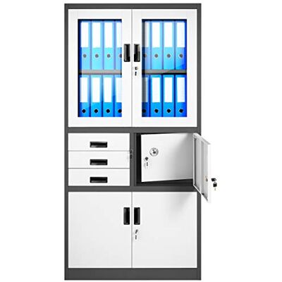 Jan Nowak Aktenschrank C018S Büroschrank Metallschrank Tresor Safe Geheimfach Flügeltüren Schubladen Pulverbeschichtung Stahlblech 185 cm x 90 cm x 40 cm (H x B x T) (Anthrazit-Weiß) Jan Nowak Aktenschrank C018S Büroschrank Metallschrank Tresor Safe Geheimfach Flügeltüren Schubladen Pulverbeschichtung Stahlblech 185 cm x 90 cm x 40 cm (H x B x T) (Anthrazit-Weiß)