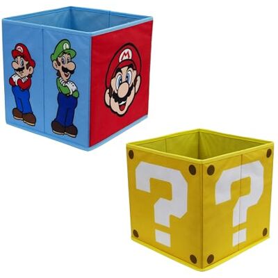Character World Nintendo Super Mario offiziell lizenzierte Aufbewahrungsboxen, 2 Stück, faltbare Aufbewahrungswürfel, Gesichter-Design mit Mario und Luigi, perfekt für die Organisation von Kinderzimmer, Character World Nintendo Super Mario offiziell lizenzierte Aufbewahrungsboxen, 2 Stück, faltbare Aufbewahrungswürfel, Gesichter-Design mit Mario und Luigi, perfekt für die Organisation von Kinderzimmer,
