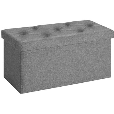 Sweetcrispy Sitzbank mit Stauraum, Klappbare Sitztruhe, Sitzhocker, 76 x 38 x 38 cm, Aufbewahrungsbox mit Deckel als Hocker & Fußbank, bis 300 kg belastbar, für Wohnzimmer Schlafzimmer Flur, Grau Sweetcrispy Sitzbank mit Stauraum, Klappbare Sitztruhe, Sitzhocker, 76 x 38 x 38 cm, Aufbewahrungsbox mit Deckel als Hocker & Fußbank, bis 300 kg belastbar, für Wohnzimmer Schlafzimmer Flur, Grau