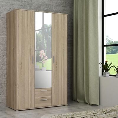 Forte Nano Kleiderschrank 120 130, Moderner Schrank aus Holzwerkstoff, Schmaler Schrank, Flurschrank, Mehrzeckschrank, Sonoma Eiche Holzdekor, 121 cm breit x 200,1 cm hoch x 54 cm tief Forte Nano Kleiderschrank 120 130, Moderner Schrank aus Holzwerkstoff, Schmaler Schrank, Flurschrank, Mehrzeckschrank, Sonoma Eiche Holzdekor, 121 cm breit x 200,1 cm hoch x 54 cm tief