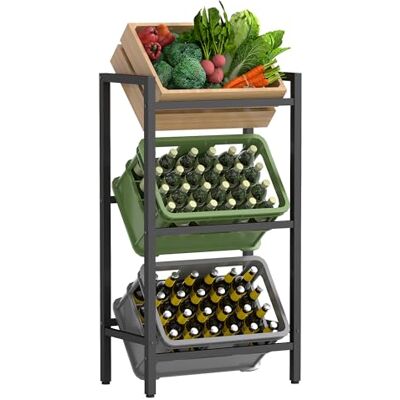 SONGMICS Getränkekistenregal, 3 Ebenen, für 3 Kisten, Aufbewahrungsregal, Jede Ebene bis 150 kg belastbar, Stahl, Getränkeregal, für Küche, Wohnzimmer, Garage, tintenschwarz BSC353B01 SONGMICS Getränkekistenregal, 3 Ebenen, für 3 Kisten, Aufbewahrungsregal, Jede Ebene bis 150 kg belastbar, Stahl, Getränkeregal, für Küche, Wohnzimmer, Garage, tintenschwarz BSC353B01