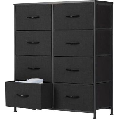 Sweetcrispy Kommode für Schlafzimmer, breite Schublade Kommode, 8 Stoffschubladen mit Griffen, Schubladen aus Stoff, Schrank, TV Stand für Schlafzimmer, Schrank, Wohnzimmer, Kinderzimmer, Schwarz Sweetcrispy Kommode für Schlafzimmer, breite Schublade Kommode, 8 Stoffschubladen mit Griffen, Schubladen aus Stoff, Schrank, TV Stand für Schlafzimmer, Schrank, Wohnzimmer, Kinderzimmer, Schwarz
