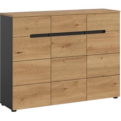 xonox.home Schuhkommode Canu 120x94x37 cm in Korpus Basalt grau Nb. und Front Artisan Nb. Schuhschrank Kommode Highboard Stauraumschrank xonox.home Schuhkommode Canu 120x94x37 cm in Korpus Basalt grau Nb. und Front Artisan Nb. Schuhschrank Kommode Highboard Stauraumschrank