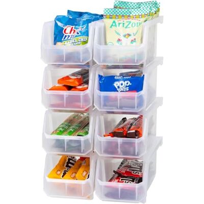 ReadySpace Kunststoffbehälter zum Organisieren und Aufbewahren von Behältern für Schrank, Küche, Büro, Spielzeug oder Speisekammer, Medium, 8 Stück, transparent ReadySpace Kunststoffbehälter zum Organisieren und Aufbewahren von Behältern für Schrank, Küche, Büro, Spielzeug oder Speisekammer, Medium, 8 Stück, transparent