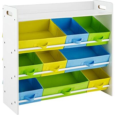 SONGMICS Kinderzimmerregal, Spielzeug-Organizer mit 9 herausnehmbaren Vlieskörben, Spielzeug- und Bücherregal fürs Kinderzimmer, Weißer Rahmen, GKR31WT, 78 x 26,5 x 82,5 cm SONGMICS Kinderzimmerregal, Spielzeug-Organizer mit 9 herausnehmbaren Vlieskörben, Spielzeug- und Bücherregal fürs Kinderzimmer, Weißer Rahmen, GKR31WT, 78 x 26,5 x 82,5 cm