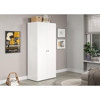 trendteam smart living Basics Kleiderschrank Weiß Garderobenschrank mit 2 Türen, 1 Hutablage und 1 Kleiderstange (BxHxT) 81 x 176 x 51 cm Moderner Stil trendteam smart living Basics Kleiderschrank Weiß Garderobenschrank mit 2 Türen, 1 Hutablage und 1 Kleiderstange (BxHxT) 81 x 176 x 51 cm Moderner Stil