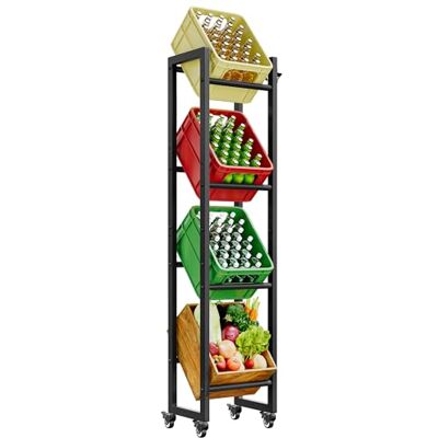 YITAHOME getränkekistenregal schmal mit rollen 4 kisten, verstellbaren füße, Öffner, Metall Kistenregal mit 4 Ebenen für Bier, Obst, Gemüse, Wasser, getränkeregal kisten regal YITAHOME getränkekistenregal schmal mit rollen 4 kisten, verstellbaren füße, Öffner, Metall Kistenregal mit 4 Ebenen für Bier, Obst, Gemüse, Wasser, getränkeregal kisten regal