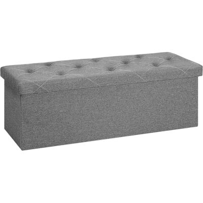 Sweetcrispy Sitzbank mit Stauraum, Klappbare Sitztruhe, Sitzhocker, 110 x 38 x 38 cm, Aufbewahrungsbox mit Deckel als Hocker & Fußbank, bis 300 kg belastbar Wohnzimmer Schlafzimmer Flur Hellgrau Sweetcrispy Sitzbank mit Stauraum, Klappbare Sitztruhe, Sitzhocker, 110 x 38 x 38 cm, Aufbewahrungsbox mit Deckel als Hocker & Fußbank, bis 300 kg belastbar Wohnzimmer Schlafzimmer Flur Hellgrau
