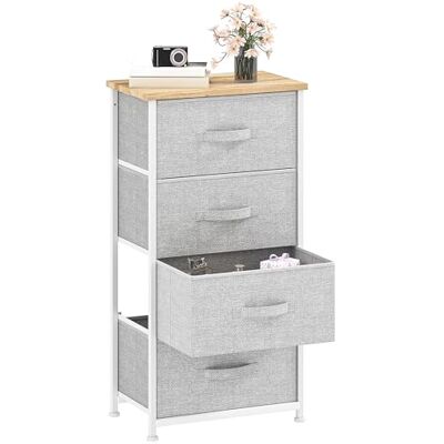 DWVO Kommode mit 4 Schubladen, Schrank aus Stoff mit Griffen, Metallgestell & MDF-Holzplatte, langlebig, für Schlafzimmer & Wohnzimmer,Hellgrau DWVO Kommode mit 4 Schubladen, Schrank aus Stoff mit Griffen, Metallgestell & MDF-Holzplatte, langlebig, für Schlafzimmer & Wohnzimmer,Hellgrau