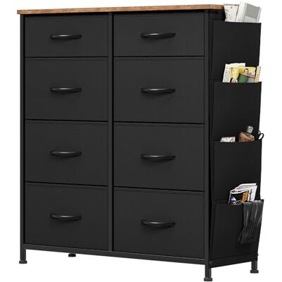 YITAHOME Kommode, 8 Stoffschubladen mit Griffen, Aufbewahrungsschrank mit Haken, Schubladenschrank mit Seitentaschen, Schrank,Metallgestell, stoffkommode für Schlafzimmer,Wohnzimmer,Flur,Büro,schwarz YITAHOME Kommode, 8 Stoffschubladen mit Griffen, Aufbewahrungsschrank mit Haken, Schubladenschrank mit Seitentaschen, Schrank,Metallgestell, stoffkommode für Schlafzimmer,Wohnzimmer,Flur,Büro,schwarz