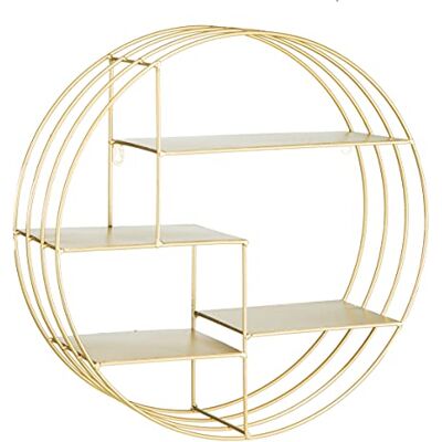 Baroni Home rundes Wandregal, Industrie Design, Schweberegal mit 4 Regalen, offenes Hängeregal aus Metall zum Aufhängen, Wanddeko für Schlaf- und Wohnzimmer, Büro und Küche, 48x16x48 cm, Gold Baroni Home rundes Wandregal, Industrie Design, Schweberegal mit 4 Regalen, offenes Hängeregal aus Metall zum Aufhängen, Wanddeko für Schlaf- und Wohnzimmer, Büro und Küche, 48x16x48 cm, Gold