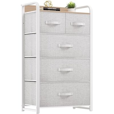 YITAHOME Kommode,Kommode mit 5 Schubladen,Schrank,Stoffschubladen mit Griffen,Kommodenschrank mit Stabiler Stahlrahmen,Dauerhaft,Hellgrau YITAHOME Kommode,Kommode mit 5 Schubladen,Schrank,Stoffschubladen mit Griffen,Kommodenschrank mit Stabiler Stahlrahmen,Dauerhaft,Hellgrau