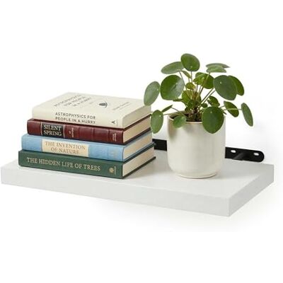 Relaxdays Wandregal, HxBxT: 4 x 50 x 23 cm, Holzoptik & Metall, Bücher, Deko, Wandbrett Wohnzimmer, Flur, Küche, weiß Relaxdays Wandregal, HxBxT: 4 x 50 x 23 cm, Holzoptik & Metall, Bücher, Deko, Wandbrett Wohnzimmer, Flur, Küche, weiß