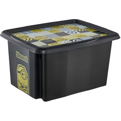 keeeper karolina Aufbewahrungsbox mit Deckel, 15 l, Dreh- und stapelbar, Design: Minions, Mosaic, Für Kinder, Schwarz keeeper karolina Aufbewahrungsbox mit Deckel, 15 l, Dreh- und stapelbar, Design: Minions, Mosaic, Für Kinder, Schwarz