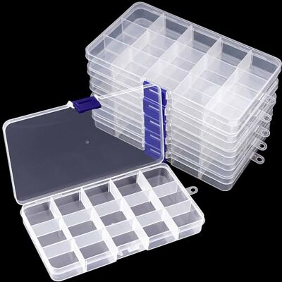 Elalove 6 Stück 15-Fächer Transparente Sortierboxen für Kleinteile, Verstellbare Plastik Aufbewahrungsbox mit Fächern, Geeignet für Lego-Kunststoff, Schrauben,Ohrringe, Bügelperlen, Schreibwaren Elalove 6 Stück 15-Fächer Transparente Sortierboxen für Kleinteile, Verstellbare Plastik Aufbewahrungsbox mit Fächern, Geeignet für Lego-Kunststoff, Schrauben,Ohrringe, Bügelperlen, Schreibwaren