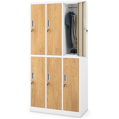 Jan Nowak Spind Metallschrank 6 Fächer abschliessbarer Schliessfachschrank 185 x 90 x 45 cm Metall Garderobenschrank mit Belüftung Kleiderstange robust Sozialraum Spind Jan Nowak Spind Metallschrank 6 Fächer abschliessbarer Schliessfachschrank 185 x 90 x 45 cm Metall Garderobenschrank mit Belüftung Kleiderstange robust Sozialraum Spind