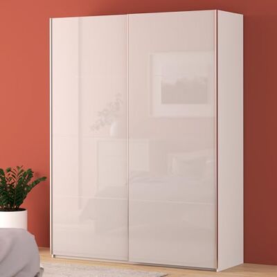 Forte FITTIO Kleiderschrank 180, moderner Schwebetürenschrank, 2-türig, Kleiderstange, Einlegeböden, Schlafzimmer, Holzwerkstoff, Weiß Hochglanz, 180,1 cm breit x 235 cm hoch x 61,2 cm tief Forte FITTIO Kleiderschrank 180, moderner Schwebetürenschrank, 2-türig, Kleiderstange, Einlegeböden, Schlafzimmer, Holzwerkstoff, Weiß Hochglanz, 180,1 cm breit x 235 cm hoch x 61,2 cm tief