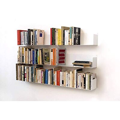 TEEbooks – 6 Schwebende Bücher Wandregal 60 cm Unsichtbares Regal aus Stahl Weiss Minimalistisches Wand Bücherregal Made in Italy Einfache Wandmontage TEEbooks – 6 Schwebende Bücher Wandregal 60 cm Unsichtbares Regal aus Stahl Weiss Minimalistisches Wand Bücherregal Made in Italy Einfache Wandmontage