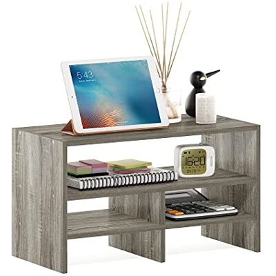 Furinno Hermite Schreibtisch-Organizer-Regal, Bücherregal, französische Eiche Furinno Hermite Schreibtisch-Organizer-Regal, Bücherregal, französische Eiche