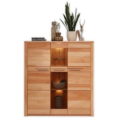 Carryhome VYSOKÁ KOMODA - Kernbuche - 3 Türen, Beleuchtung - Hochkommode Carryhome VYSOKÁ KOMODA - Kernbuche - 3 Türen, Beleuchtung - Hochkommode