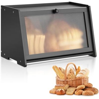 VEVOR Brotkasten für Küchentheke Brotbehälter Brotbox Brot-Organizer aus Holz für selbstgebackenes Brot, Aufbewahrungsbehälter mit gewellter Acryl-Türplatte, Brotaufbewahrung Schwarz VEVOR Brotkasten für Küchentheke Brotbehälter Brotbox Brot-Organizer aus Holz für selbstgebackenes Brot, Aufbewahrungsbehälter mit gewellter Acryl-Türplatte, Brotaufbewahrung Schwarz