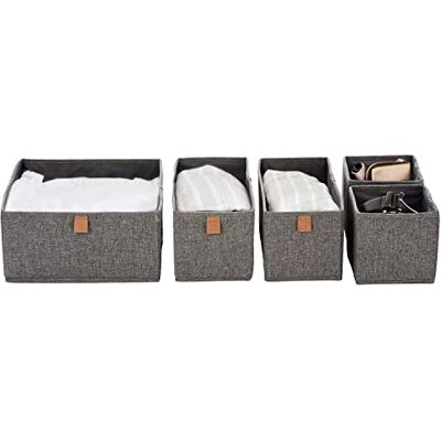LOVE !T STORE !T LOVE IT STORE IT Premium Aufbewahrungskorb 5-teilig Schrank Organizer aus Leinen Stoff Verstärkt mit Karton Grau 5 Boxen in 3 Größen LOVE !T STORE !T LOVE IT STORE IT Premium Aufbewahrungskorb 5-teilig Schrank Organizer aus Leinen Stoff Verstärkt mit Karton Grau 5 Boxen in 3 Größen