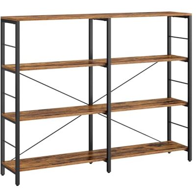 VASAGLE Bücherregal, Standregal mit 4 Ebenen, 30 x 120 x 109,4 cm, Industrie-Design, für Wohnzimmer, Arbeitszimmer, Balkon, Küche, vintagebraun-tintenschwarz LLS131K01 VASAGLE Bücherregal, Standregal mit 4 Ebenen, 30 x 120 x 109,4 cm, Industrie-Design, für Wohnzimmer, Arbeitszimmer, Balkon, Küche, vintagebraun-tintenschwarz LLS131K01