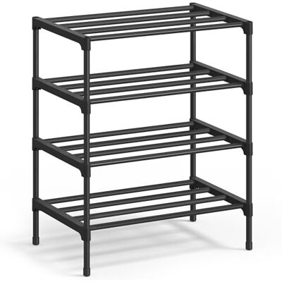 SONGMICS Schuhregal, 4 Ebenen, Schuhablage schmal, Schuh-Organizer Metall, Flur, Wohnzimmer, Kleiderschrank, platzsparend, stapelbar, 30 x 45 x 66 cm, schwarz LSA114BH01 SONGMICS Schuhregal, 4 Ebenen, Schuhablage schmal, Schuh-Organizer Metall, Flur, Wohnzimmer, Kleiderschrank, platzsparend, stapelbar, 30 x 45 x 66 cm, schwarz LSA114BH01