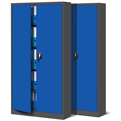 Jan Nowak 2er Set Metallschrank Jan 185 x 90 x 40 cm Metall Aktenschrank Abschließbar mit 2 Türen, Mehrzweckschrank mit 5 Ebenen, Büroschrank aus Stahlschrank mit Pulverbeschichtung Anthrazit-Blau Jan Nowak 2er Set Metallschrank Jan 185 x 90 x 40 cm Metall Aktenschrank Abschließbar mit 2 Türen, Mehrzweckschrank mit 5 Ebenen, Büroschrank aus Stahlschrank mit Pulverbeschichtung Anthrazit-Blau