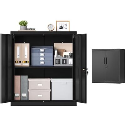 SONGMICS Aktenschrank, Metallschrank, Aufbewahrungsschrank, Büroschrank abschließbar, mit 2 Türen, aus Stahl, 80 x 40 x 90 cm, verstellbare Ablage, Mattschwarz OMC019BD01 SONGMICS Aktenschrank, Metallschrank, Aufbewahrungsschrank, Büroschrank abschließbar, mit 2 Türen, aus Stahl, 80 x 40 x 90 cm, verstellbare Ablage, Mattschwarz OMC019BD01