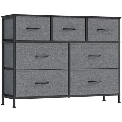 SONGMICS BELLAH Kollektion Kommode, Schrank, Aufbewahrungsschrank, Stahl, für Schlafzimmer, Flur, Wohnzimmer, 7 Schubladen, modern, schiefergrau LGS323G101 SONGMICS BELLAH Kollektion Kommode, Schrank, Aufbewahrungsschrank, Stahl, für Schlafzimmer, Flur, Wohnzimmer, 7 Schubladen, modern, schiefergrau LGS323G101