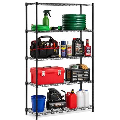 Honey-Can-Do SHF-01442 Regal, 5 Fächer, 90 kg, Metall, schwarz, 91.44 x 35.56 x 182.88 cm Honey-Can-Do SHF-01442 Regal, 5 Fächer, 90 kg, Metall, schwarz, 91.44 x 35.56 x 182.88 cm