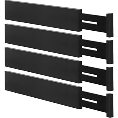 Ryqtop Schubladenteiler aus Bambus, Küchenschubladenorganizer, verstellbarer Schubladenteiler für Kleidung, Küche, Kommode, Schlafzimmer, Bad und Büro, 4 Stück (Schwarz, 30,5-43,2 cm) Ryqtop Schubladenteiler aus Bambus, Küchenschubladenorganizer, verstellbarer Schubladenteiler für Kleidung, Küche, Kommode, Schlafzimmer, Bad und Büro, 4 Stück (Schwarz, 30,5-43,2 cm)