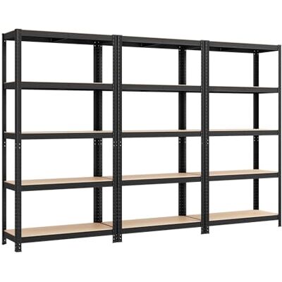 SONGMICS Schwerlastregal, 3er Set, Kellerregal, Lagerregal, 40 x 90 x 180 cm, Regal mit Stahlgestell, bis 875 kg belastbar, 5 verstellbare Ablagen, schwarz GLR040B03 SONGMICS Schwerlastregal, 3er Set, Kellerregal, Lagerregal, 40 x 90 x 180 cm, Regal mit Stahlgestell, bis 875 kg belastbar, 5 verstellbare Ablagen, schwarz GLR040B03
